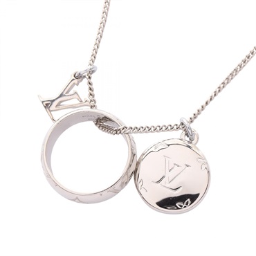 LOUIS VUITTON Ring Necklace 49-60cm collier Monogram Stainless Steel Used