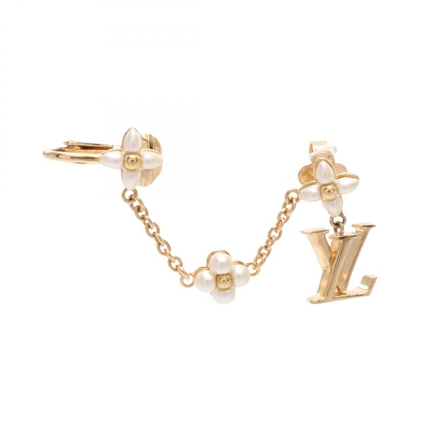 LOUIS VUITTON LV Floragram earring Gold Plated Artificial pearl Used