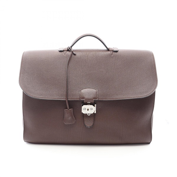 HERMES Sac A depeche 41 Business bag briefcase Togo leather Chocolat Used mens