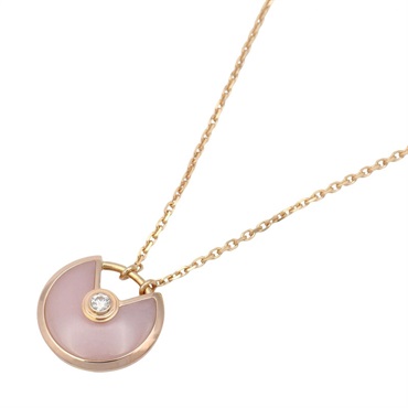 CARTIER Amulette Pink Opal Necklace Pendant 18KRG Pink Rose Gold Used Women