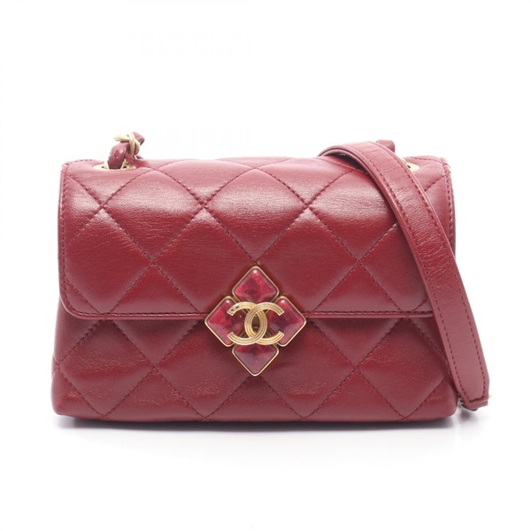 CHANEL Matelasse small flap Chain Shoulder Bag Lambskin Bordeaux GHW Used Women