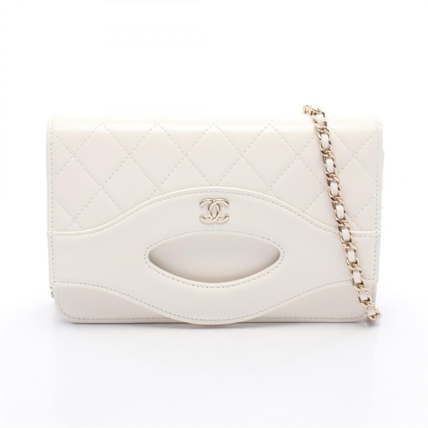 CHANEL Matelasse Chain Shoulder Crossbody Bag AP2703 leather White GHW Used CC