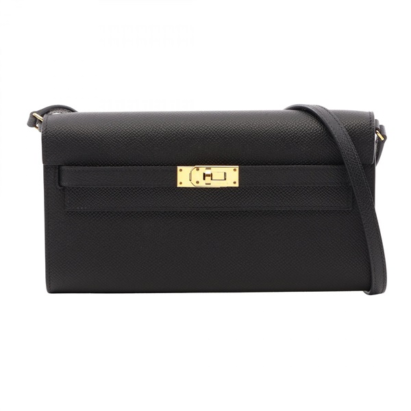 HERMES Kelly to go Shoulder Crossbody Bag Epsom leather Black GHW Used Women B