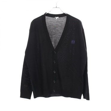 LOEWE Anagram embroidered V-neck cardigan Q825Y16K05 wool Black #M Used mens