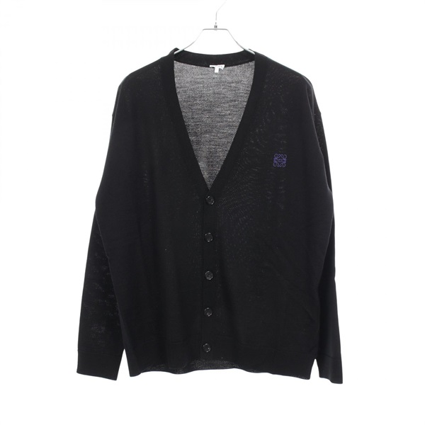 LOEWE Anagram embroidered V-neck cardigan Q825Y16K05 wool Black #M Used mens
