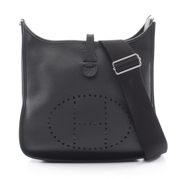 HERMES Evelyne 3 PM Shoulder crossbody Bag W Taurillon Clemence Black Used SHW