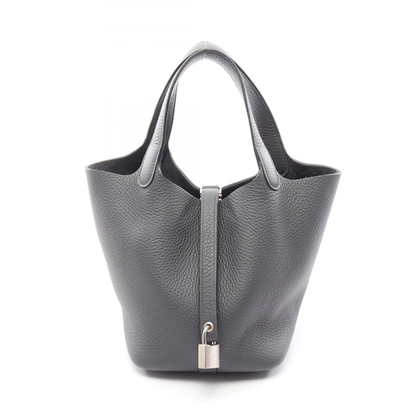 HERMES Picotin Lock PM Tote Handbag Clemence leather Gray Ardoise SHW Women K