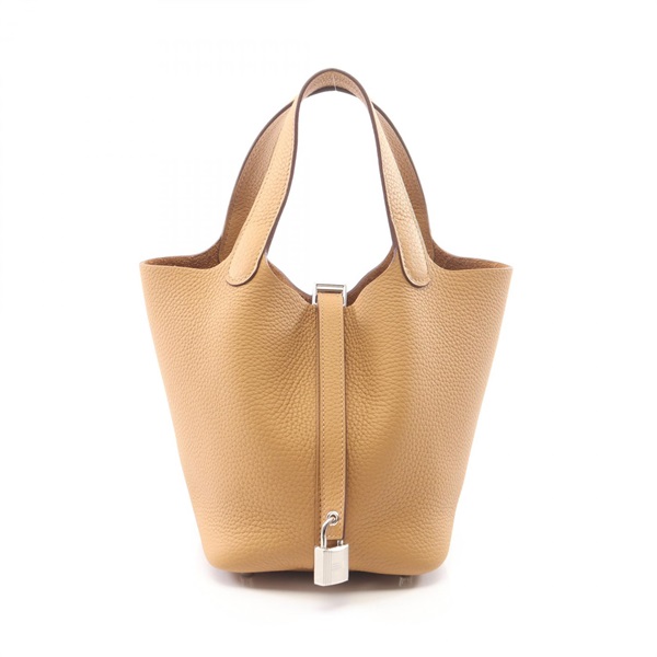 HERMES Picotin Lock PM Tote Handbag Clemence leather Beige Biscuit Used SHW G