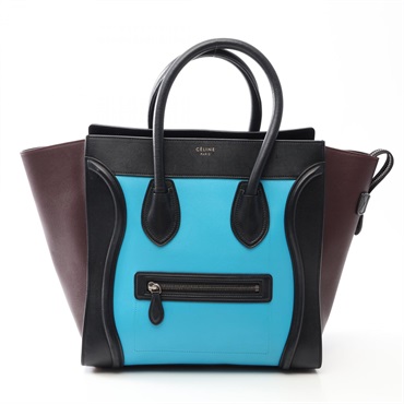 CELINE Luggage mini shopper Handbag leather Black Blue Brown Used Women
