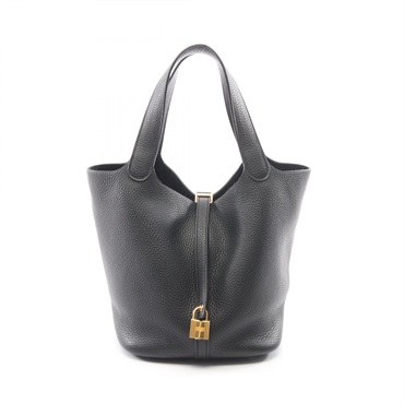 HERMES Picotin Lock MM tote Handbag Y Taurillon Clemence Black Used Women GHW
