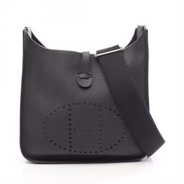 HERMES Evelyne III PM Shoulder Crossbody Bag Clemence leather Black SHW Used Z
