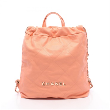 CHANEL Chanel 22 Large Drawstring Rucksack Backpack AS3313 leather Pink Used CC