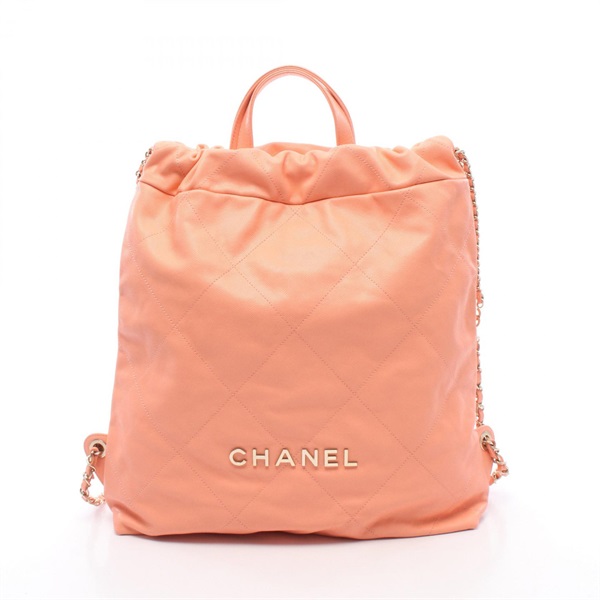 CHANEL Chanel 22 Large Drawstring Rucksack Backpack AS3313 leather Pink Used CC
