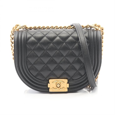 CHANEL Boy Chanel Small Chain Shoulder Handbag AS3350 Calf leather BK GHW Used