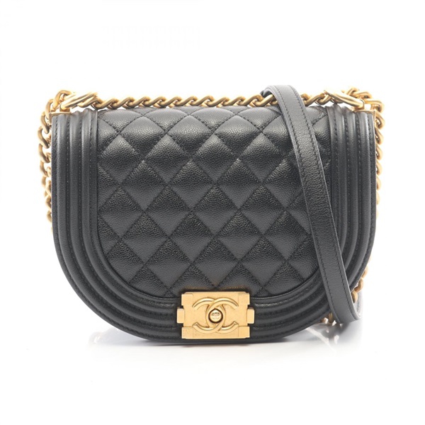 CHANEL Boy Chanel Small Chain Shoulder Handbag AS3350 Calf leather BK GHW Used