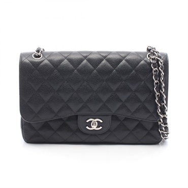 CHANEL Jumbo Matelasse 30 Classic Large W Flap Shoulder Bag leather BK SHW used