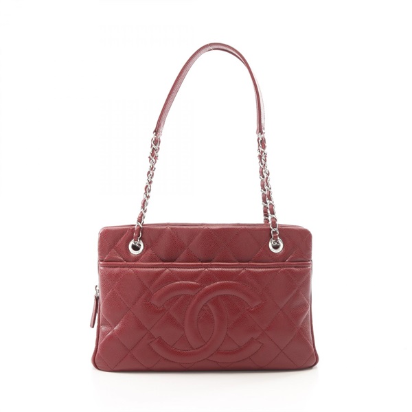 CHANEL Matelasse Chain Shoulder Tote Bag A67294 Calf leather Red GHW Used CC