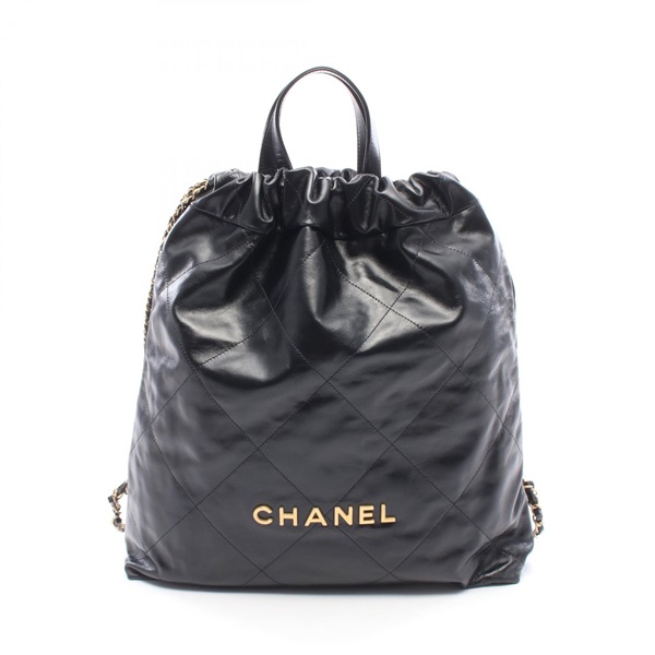 CHANEL Chanel 22 Large Rucksack Backpack AS3313 leather Black GHW Used Women CC