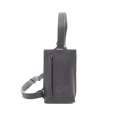 LOEWE Anagram Vertical T-Pocket Waist bum belt bag C660P02X01 leather Black Used