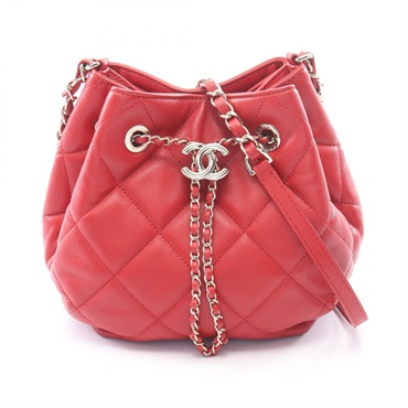 CHANEL Matelasse Chain Shoulder Crossbody Bag AS1801 Lamb leather Red GHW Used