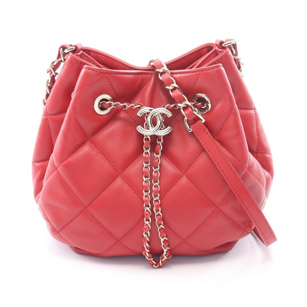CHANEL Matelasse Chain Shoulder Crossbody Bag AS1801 Lamb leather Red GHW Used