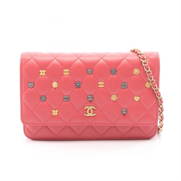 CHANEL Matelasse Icon Charm Chain Wallet Shoulder Crossbody Bag A33814 leather
