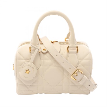 Christian Dior Groove 20 Macrocannage Crossbody Handbag leather Beige Used Women