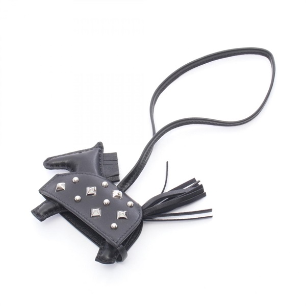 HERMES Rodeo PM Robeo Coeur Bag Charm Holder Agneau Milo Swift leather Black