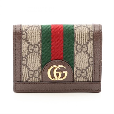 GUCCI Ophidia GG Supreme Bi-fold compact purse wallet 523155 leather PVC Brown