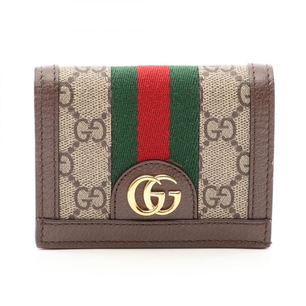 GUCCI Ophidia GG Supreme Bi-fold compact purse wallet 523155 leather PVC Brown