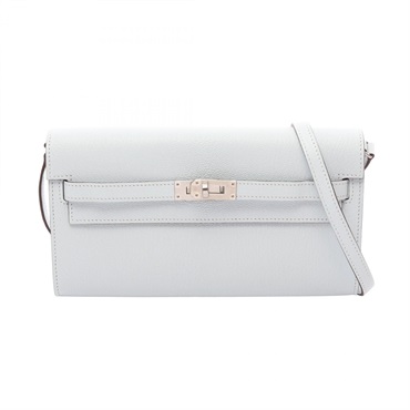 HERMES Kelly to go Shoulder Crossbody Bag Chevre leather Blue brume SHW Used U
