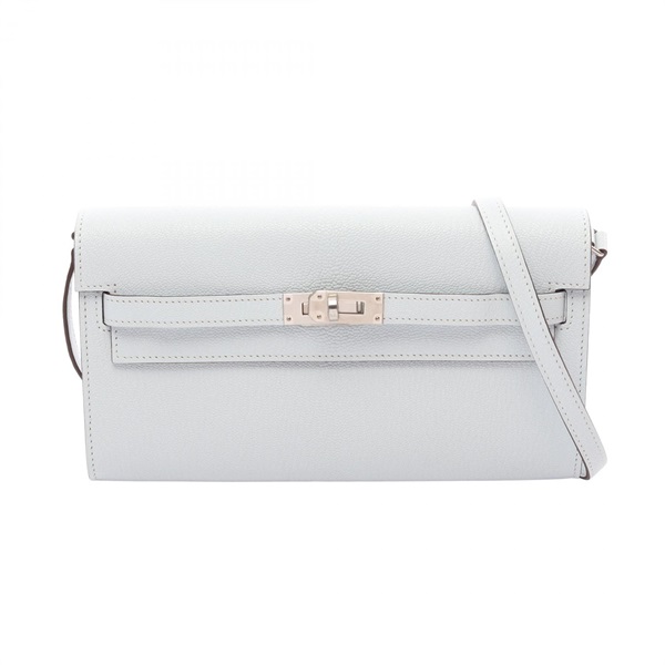 HERMES Kelly to go Shoulder Crossbody Bag Chevre leather Blue brume SHW Used U