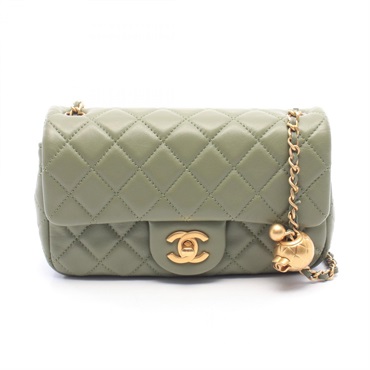 CHANEL Mini Matelasse 20 Chain Shoulder Handbag A69900 leather Khaki GHW Used CC