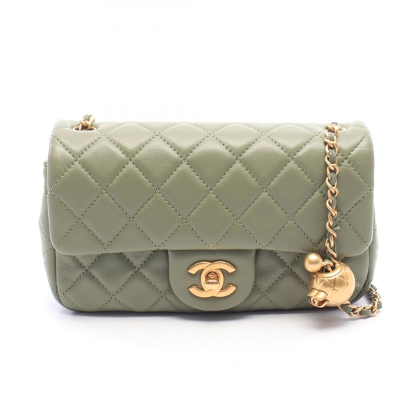 CHANEL Mini Matelasse 20 Chain Shoulder Handbag A69900 leather Khaki GHW Used CC