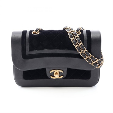 CHANEL Matelasse Chain Shoulder Handbag Lamb leather Fabric Black GHW Used CC
