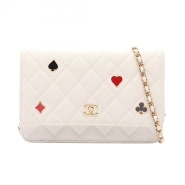 CHANEL Matelasse Trump Chain Shoulder Crossbody Bag AP3076 leather White Used CC