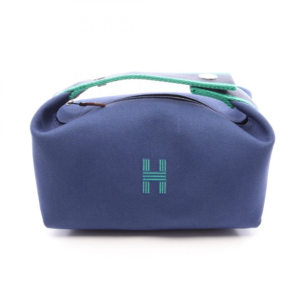 HERMES Bride a Brac PM Handbag Pouch H104222M03 canvas Blue Green Marin SHW