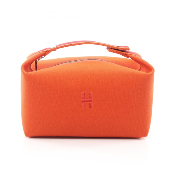 HERMES Bride a Brac GM Handbag Pouch H104223M Canvas Orange Feu Bordeaux Used