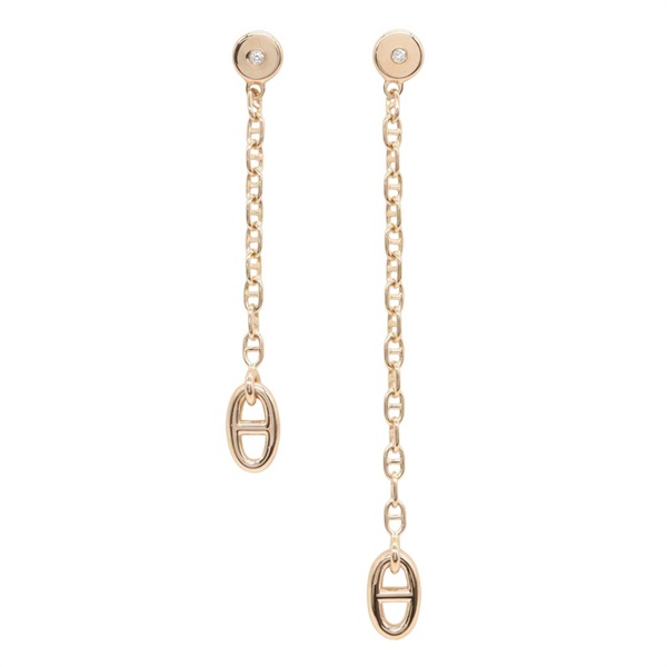 HERMES Mini Farandole 1PD Diamond Pierced Earrings 18KRG Rose Gold Used Women