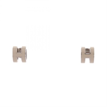 HERMES MINI POP H Pierced earrings Gold Plated Beige Used