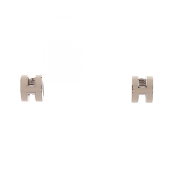 HERMES MINI POP H Pierced earrings Gold Plated Beige Used