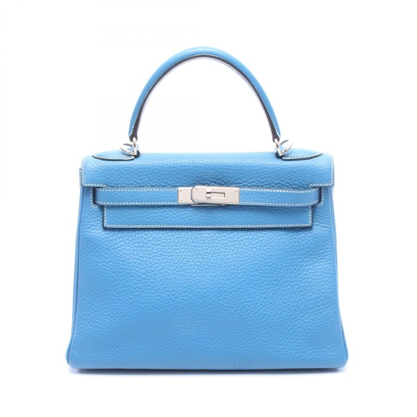 HERMES Kelly 28 shoulder Handbag J Taurillon Clemence Blue jean Used Women SHW