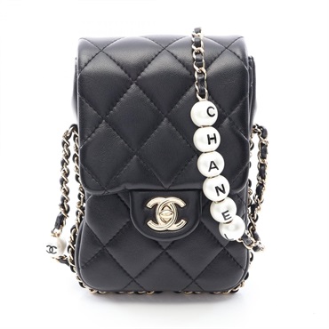 CHANEL Matelasse Chain Crossbody Phone Holder Shoulder Bag leather BK GHW Used