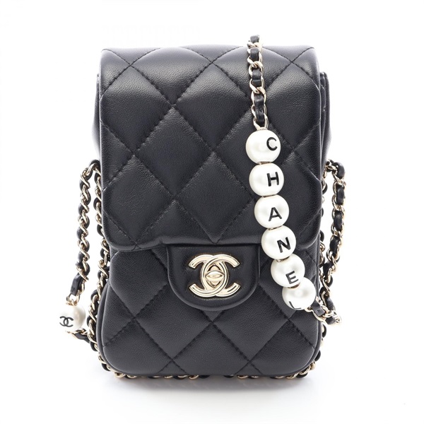 CHANEL Matelasse Chain Crossbody Phone Holder Shoulder Bag leather BK GHW Used