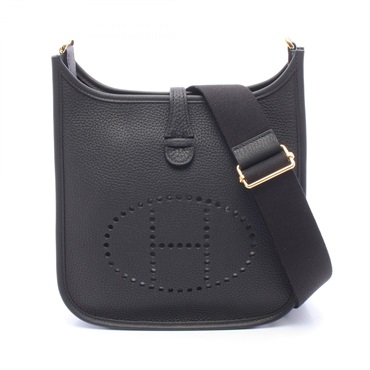 HERMES Evelyne 23 Shoulder crossbody Bag G Taurillon Clemence Black Used GHW