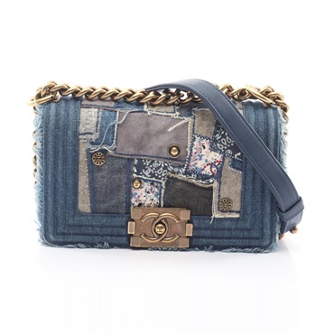 CHANEL Boy Chanel Small Patchwork Antique GHW Chain Shoulder Bag A67085 denim CC