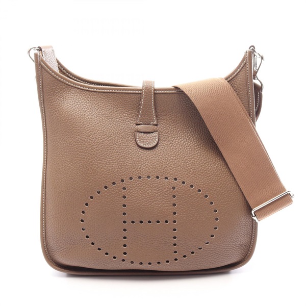 HERMES Evelyne 3 PM Shoulder crossbody Bag D Taurillon Clemence Etoupe Used SHW