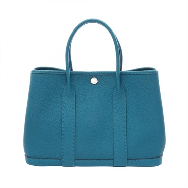 HERMES Garden party TPM Tote hand Bag C Negonda leather Blue izmir Used SHW