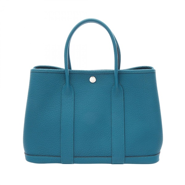 HERMES Garden party TPM Tote hand Bag C Negonda leather Blue izmir Used SHW