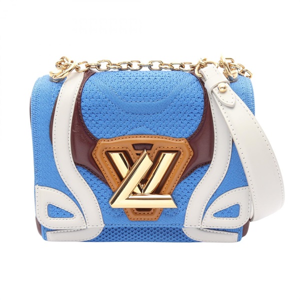 LOUIS VUITTON Twist PM Chain Shoulder Bag leather Fabric Blue Multicolor Used LV